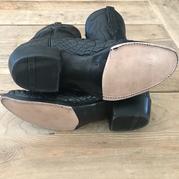 LUCCHESE Handmade Croccodile & Calfskin Cowboy Boots Size 10 D - Picture 9 of 9